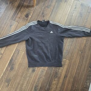 Adidas Black Crewneck Sweater with Iconic Stripes